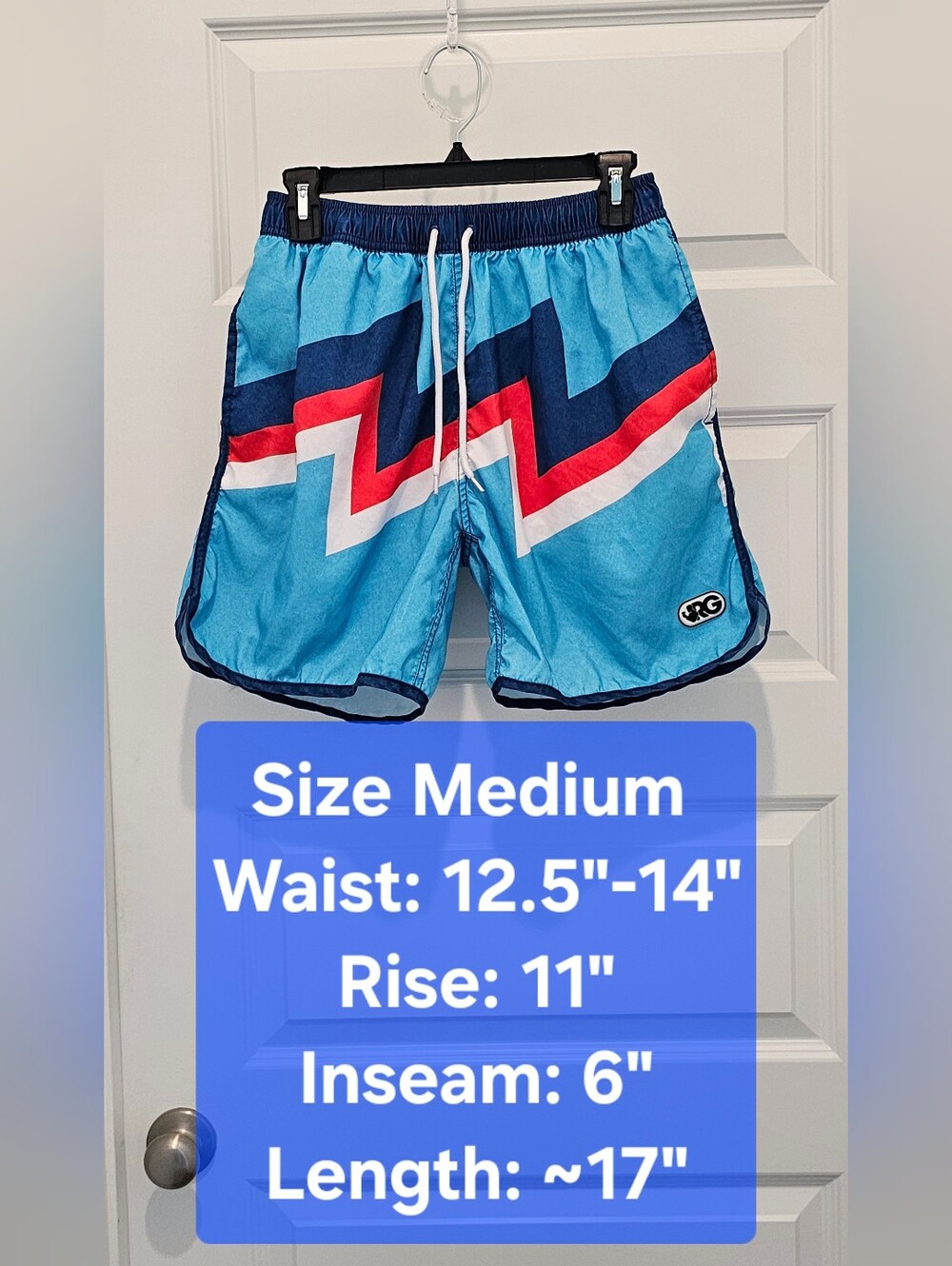 Rowdy Gentlemen Retro Zig-Zag Swim Trunks Men's Medium GUC